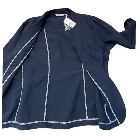 Soft Surroundings Tencel Linen Blend Navy Blue Blazer Jacket Size Large NWT - Picture 12 of 16